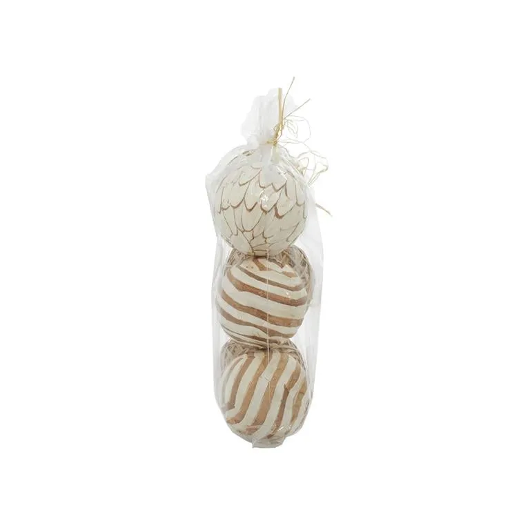 1 Pack White Dried Plant Handmade Orbs & Vase Filler With Varrying Designs