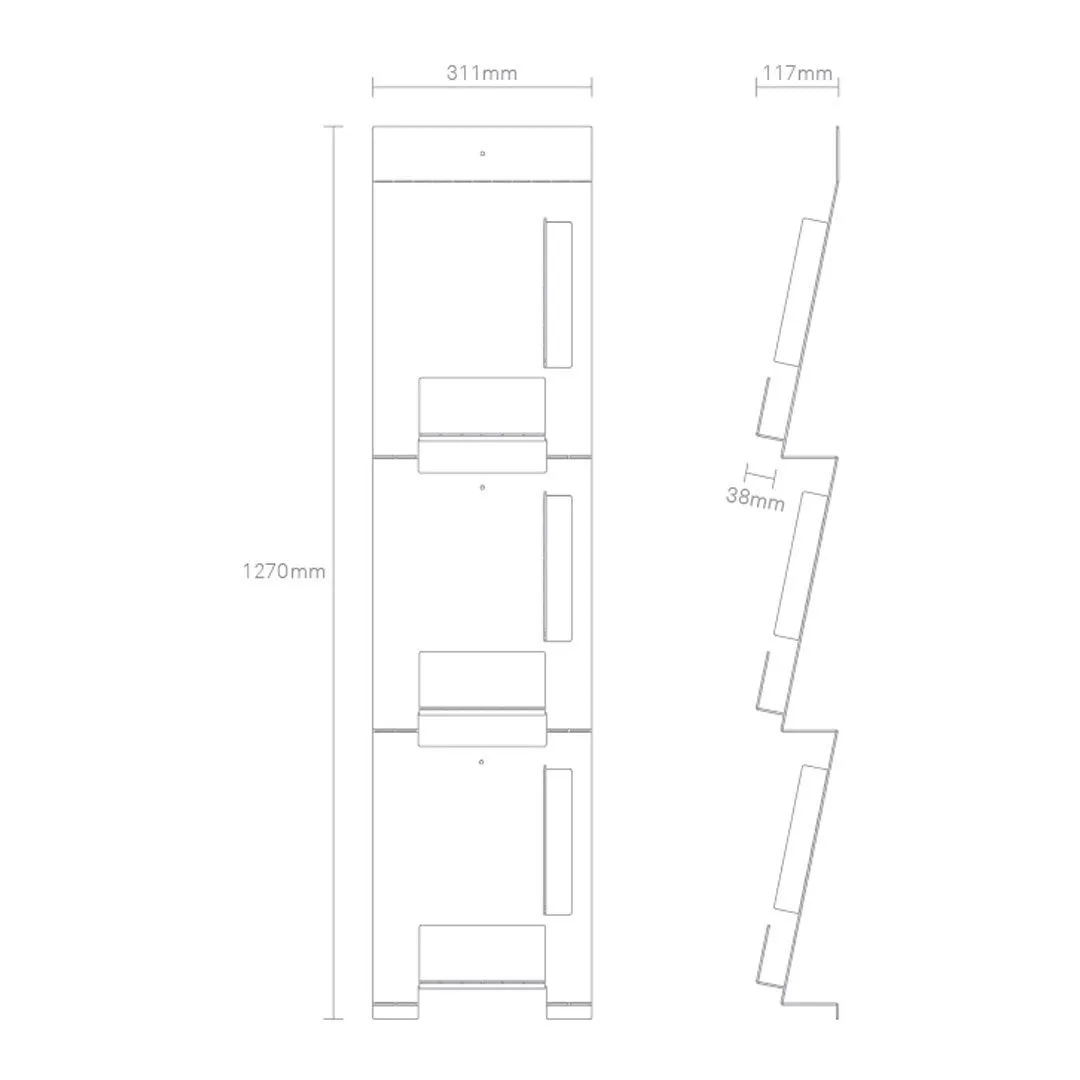 2D:3D Wall Mount Magazine Rack