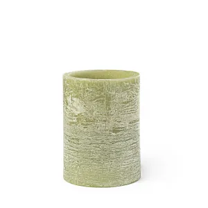 4" Frosted Flameless Candle: Moss Green
