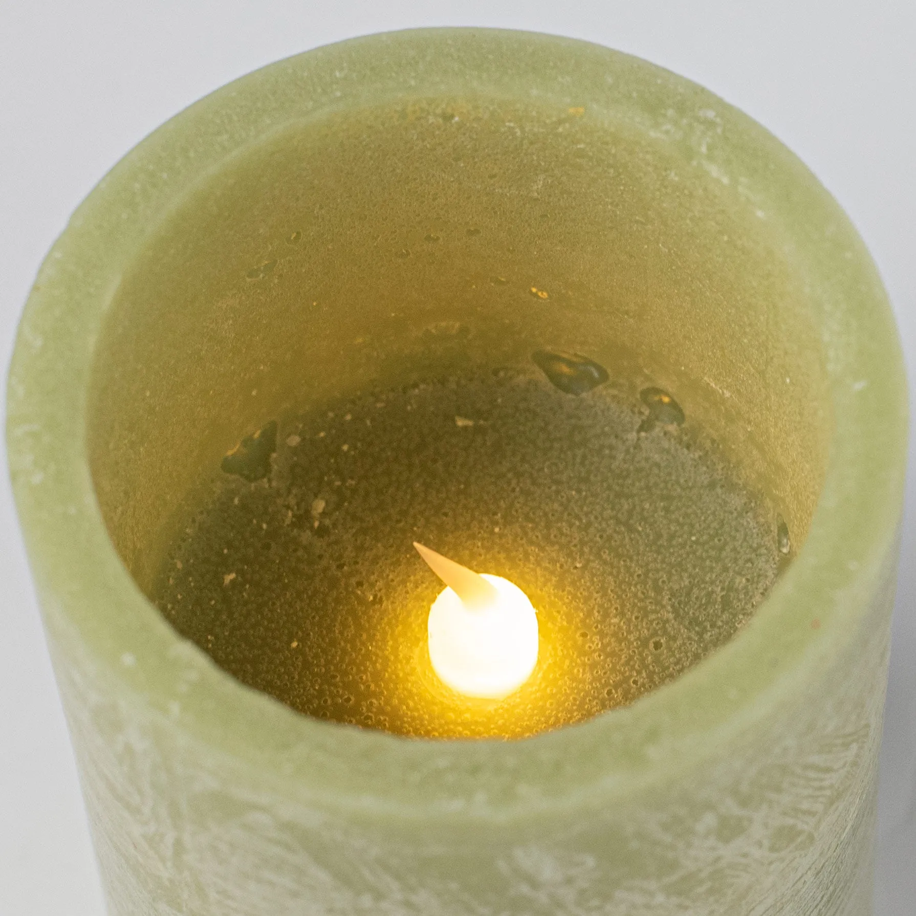 4" Frosted Flameless Candle: Moss Green