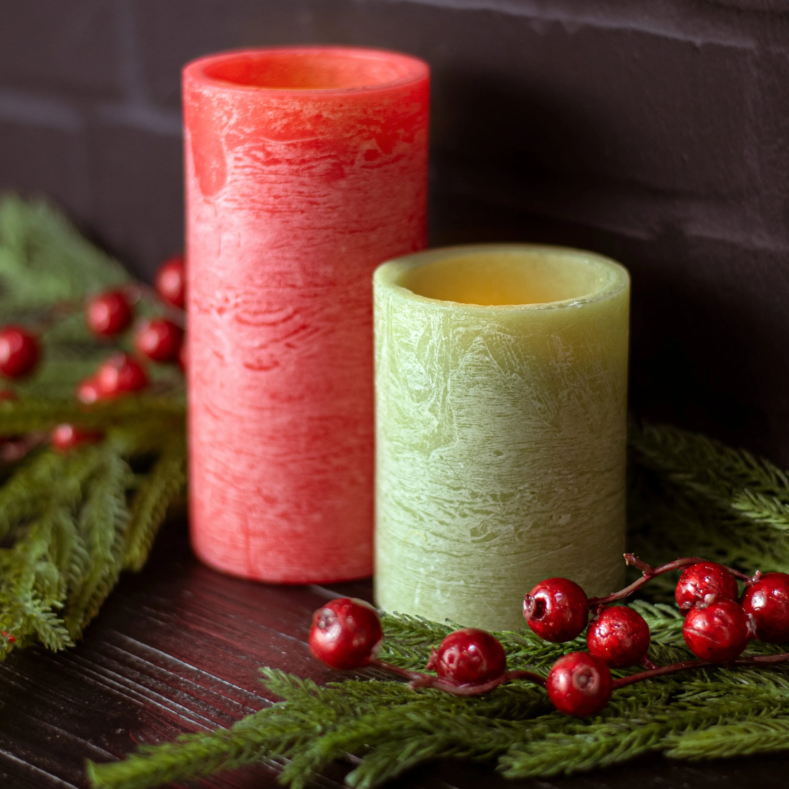 4" Frosted Flameless Candle: Moss Green