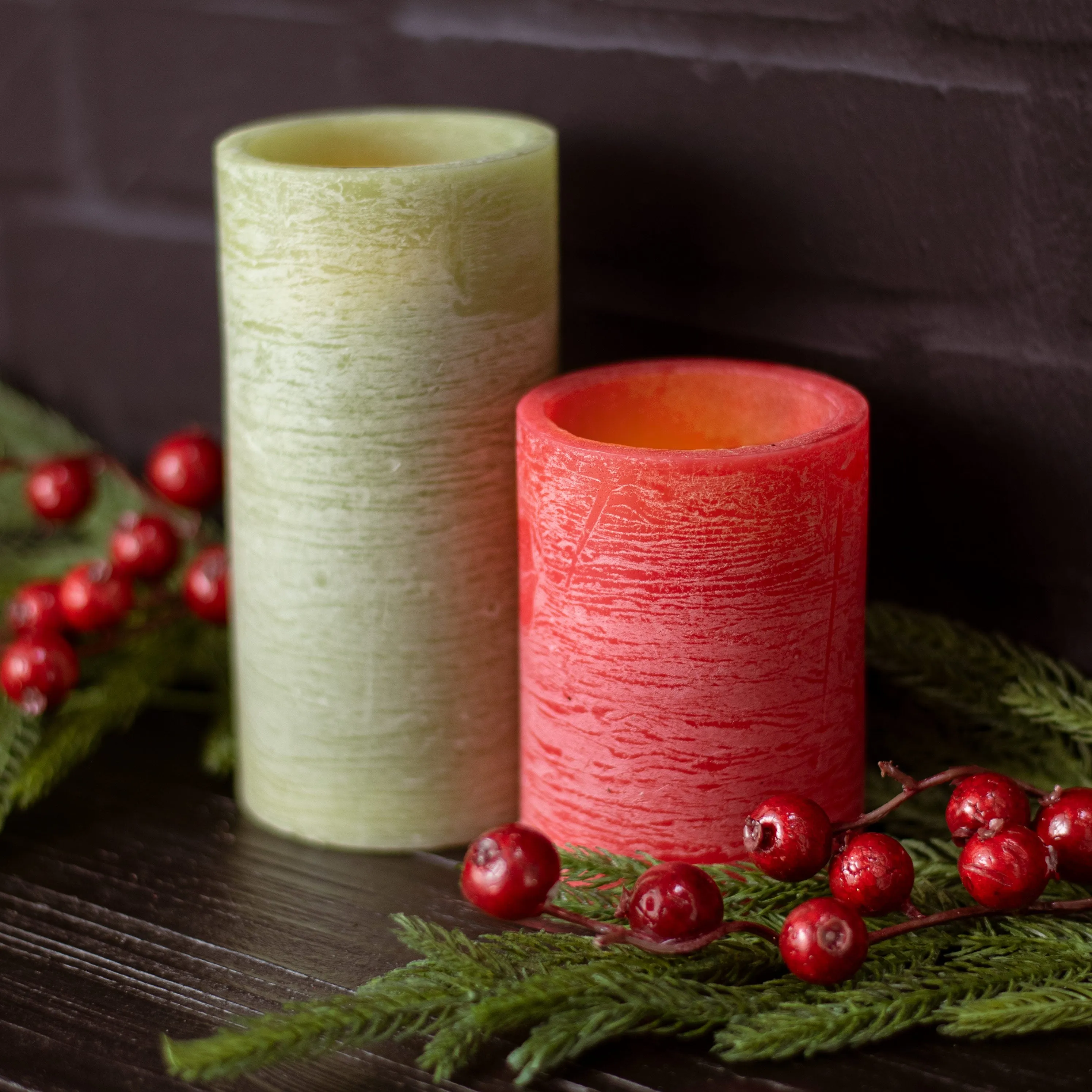 4" Frosted Flameless Candle: Red