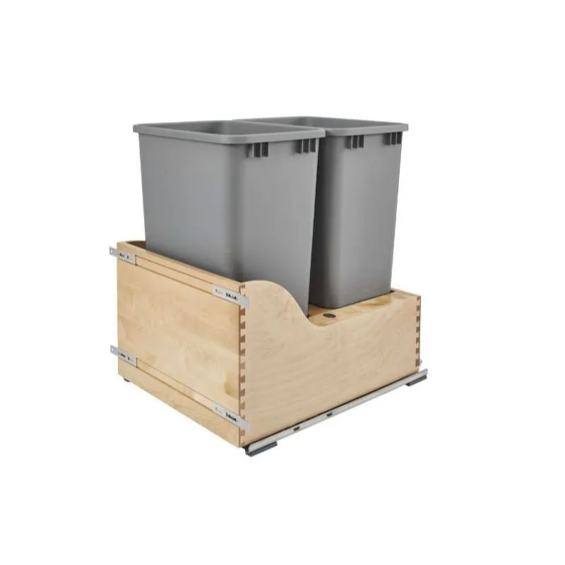 4WCSC Series Metallic Silver Bottom-Mount Double Waste Container Pull-Out Organizer (18" x 21.75" x 24.25")