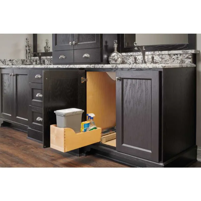 4WCSC Series Metallic Silver Bottom-Mount Double Waste Container Pull-Out Organizer (18" x 21.75" x 24.25")