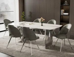 5 or 7 PC White Sintered Stone Marble Top Dining Table Set- Model #1540