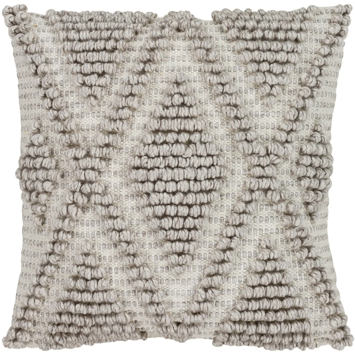 Anders Hand Woven Square Pillow Cream, Light Gray, Khaki