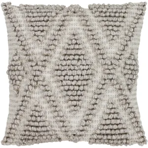 Anders Hand Woven Square Pillow Cream, Light Gray, Khaki