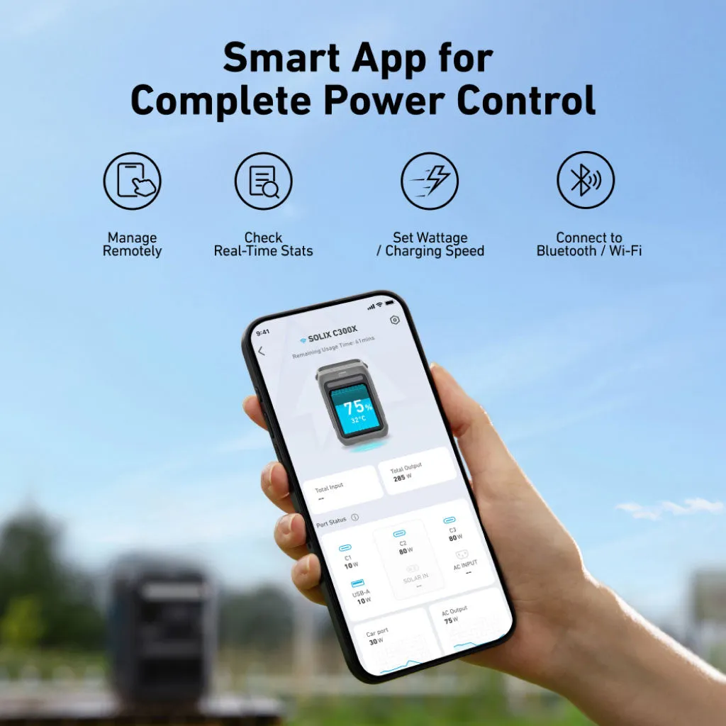 Anker SOLIX C300X Portable Power Station - 288Wh | 300W with Carry Strap   FREE Anker 100W USB-C Cable