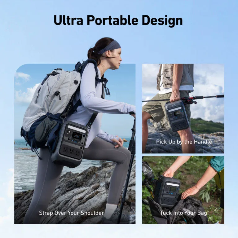 Anker SOLIX C300X Portable Power Station - 288Wh | 300W with Carry Strap   FREE Anker 100W USB-C Cable
