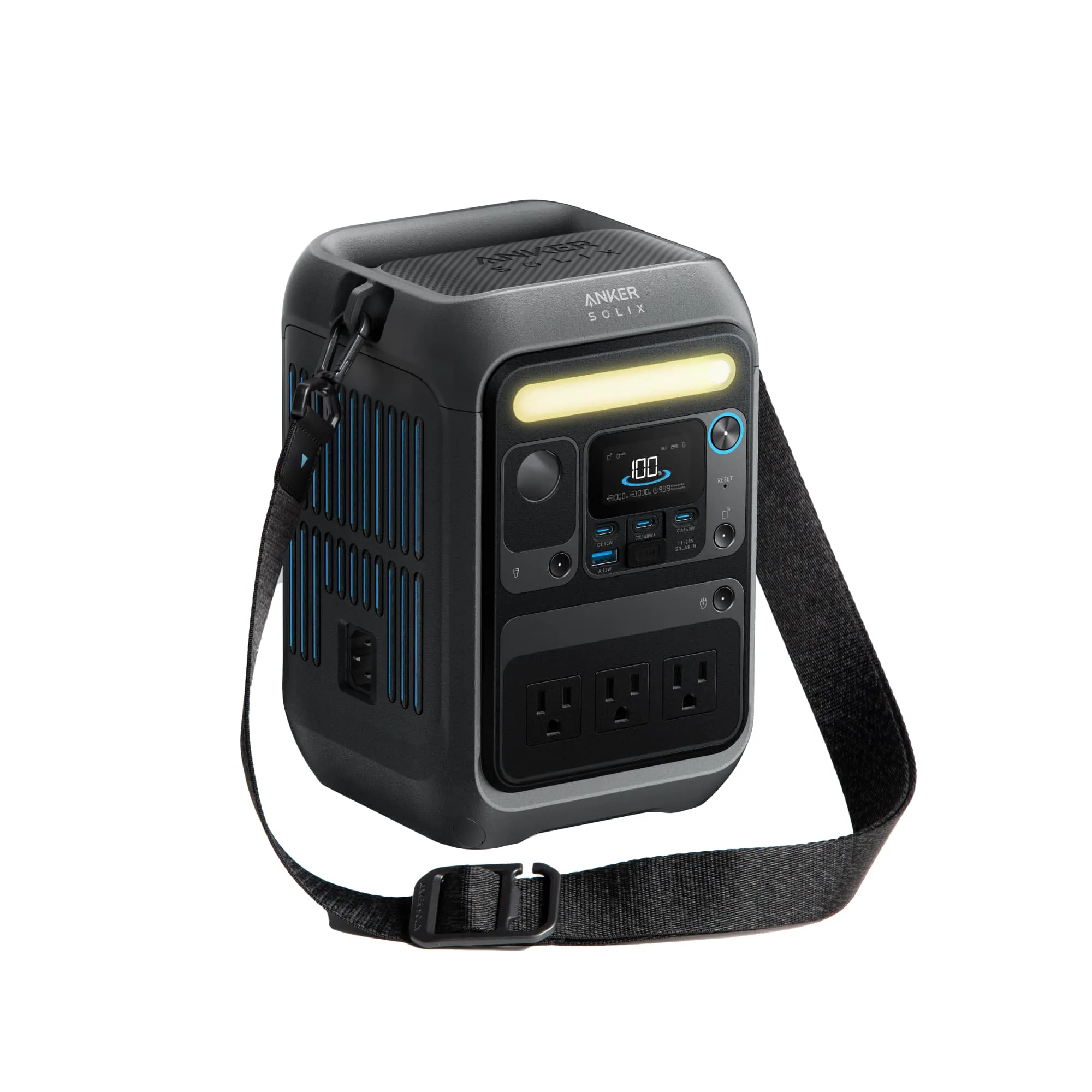 Anker SOLIX C300X Portable Power Station - 288Wh | 300W with Carry Strap   FREE Anker 100W USB-C Cable