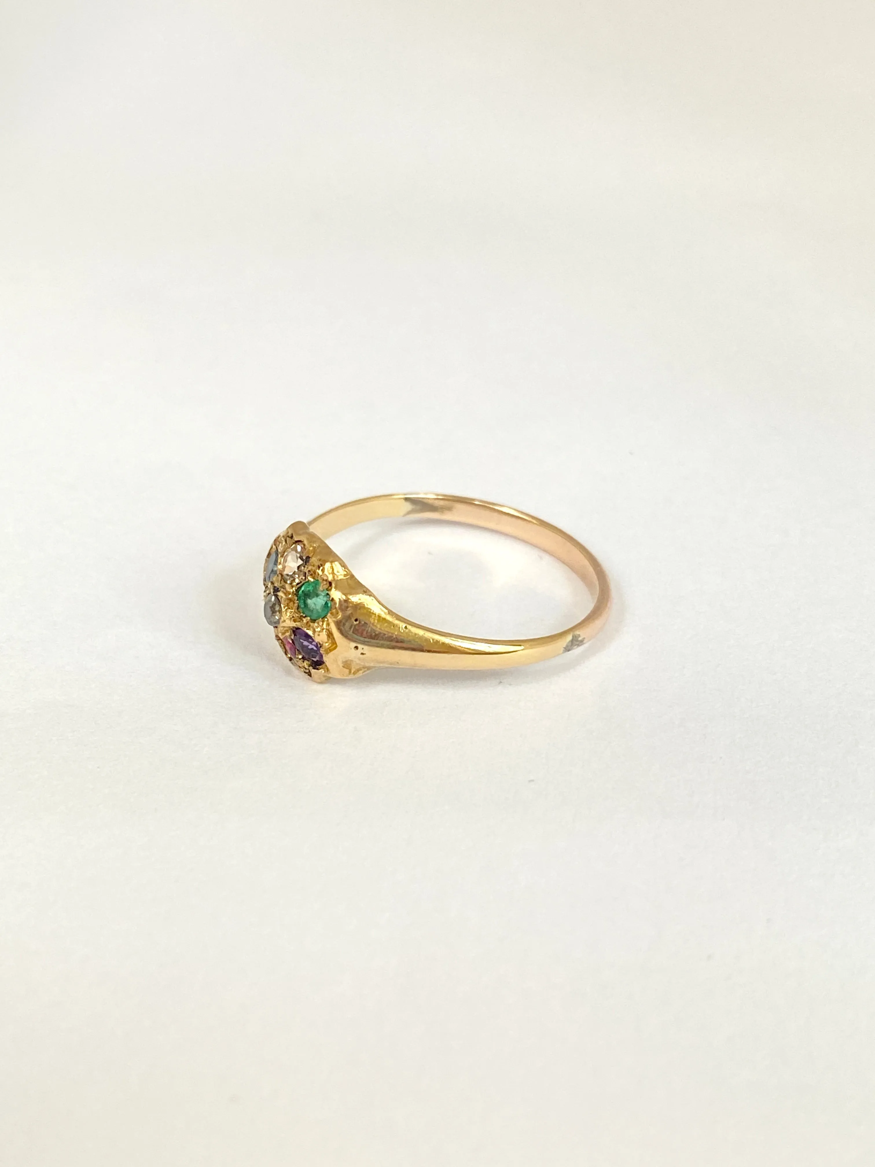 Antique, 18ct Gold, Victorian, Dearest, Acrostic Multi-Gem Ring