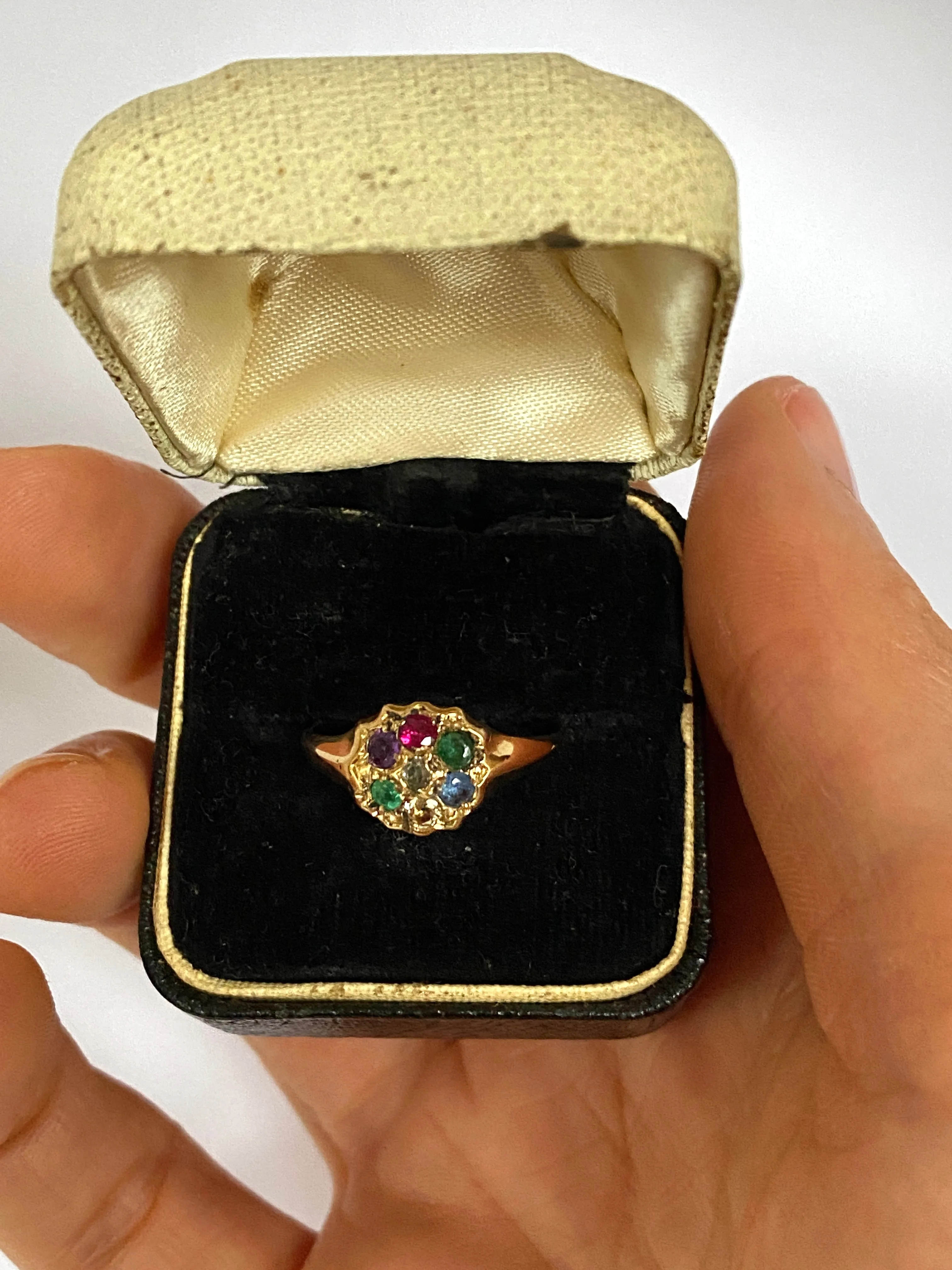 Antique, 18ct Gold, Victorian, Dearest, Acrostic Multi-Gem Ring