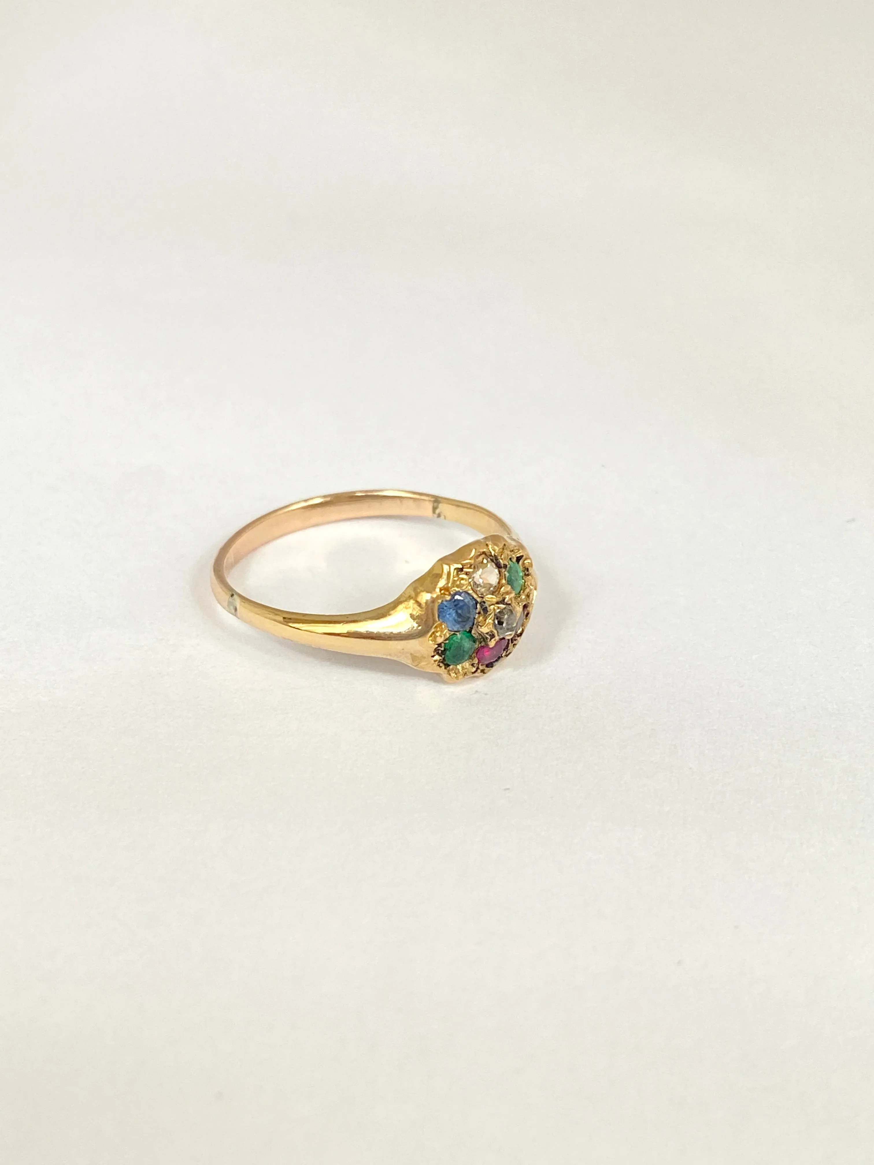 Antique, 18ct Gold, Victorian, Dearest, Acrostic Multi-Gem Ring