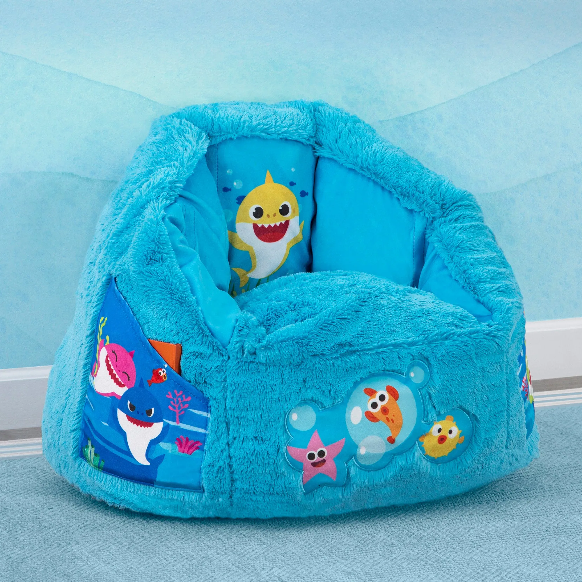 Baby Shark Cozee Fluffy Chair, Toddler Size (for Kids Up to 6 Years Old)
