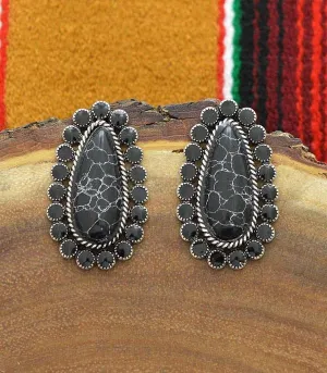 Black Post Earrings
