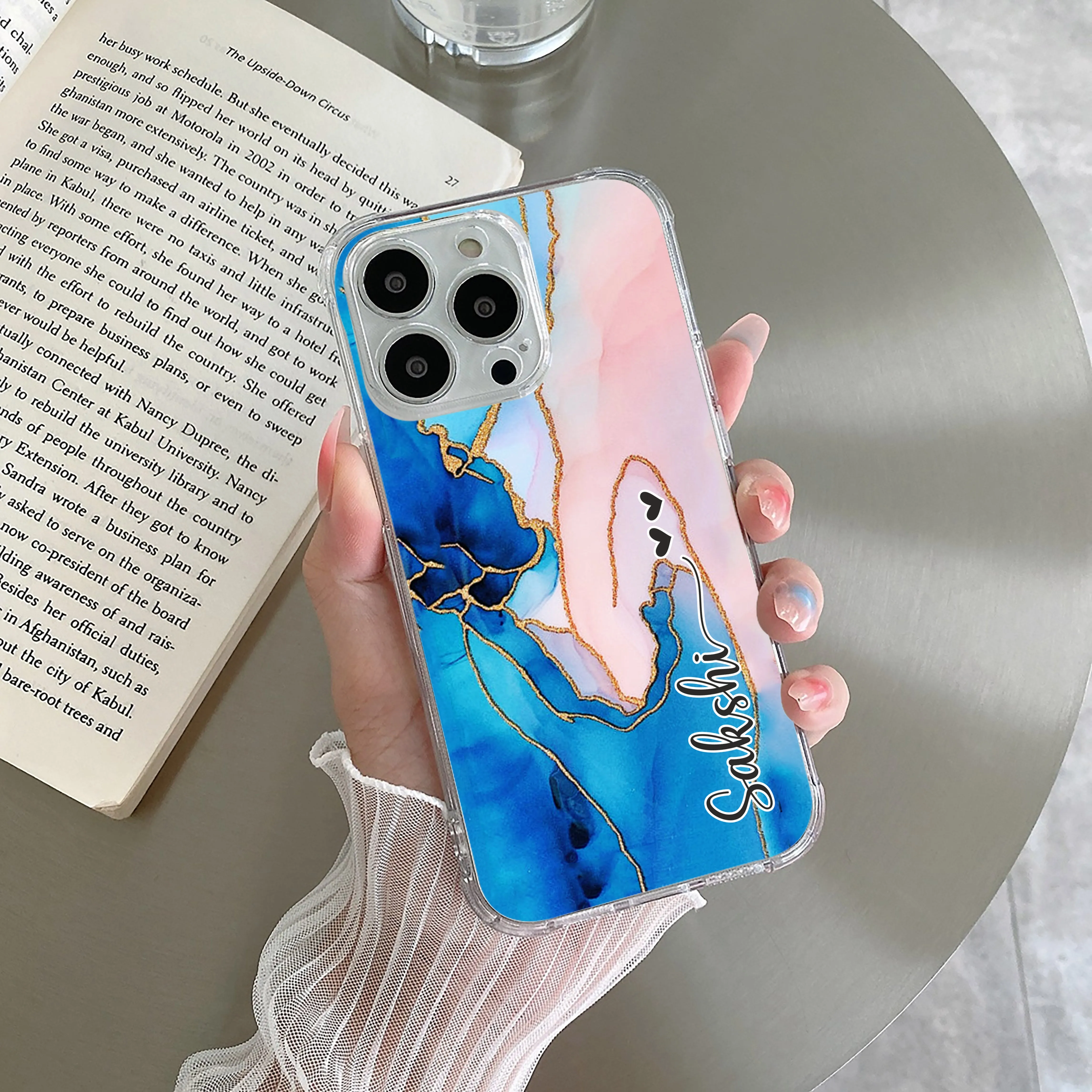 Blue Gradient Marble Customize Transparent Silicon Case For Nothing