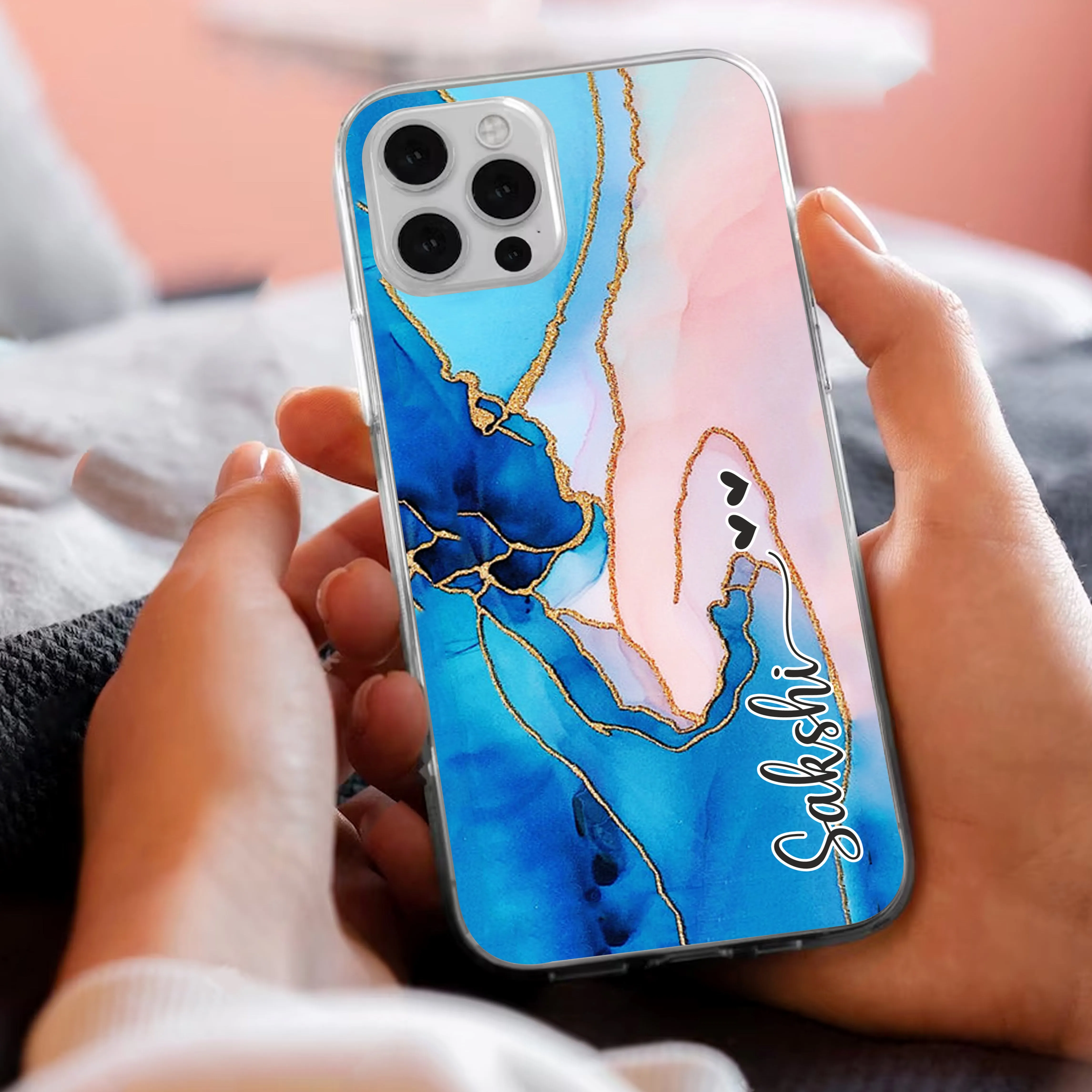 Blue Gradient Marble Customize Transparent Silicon Case For Nothing