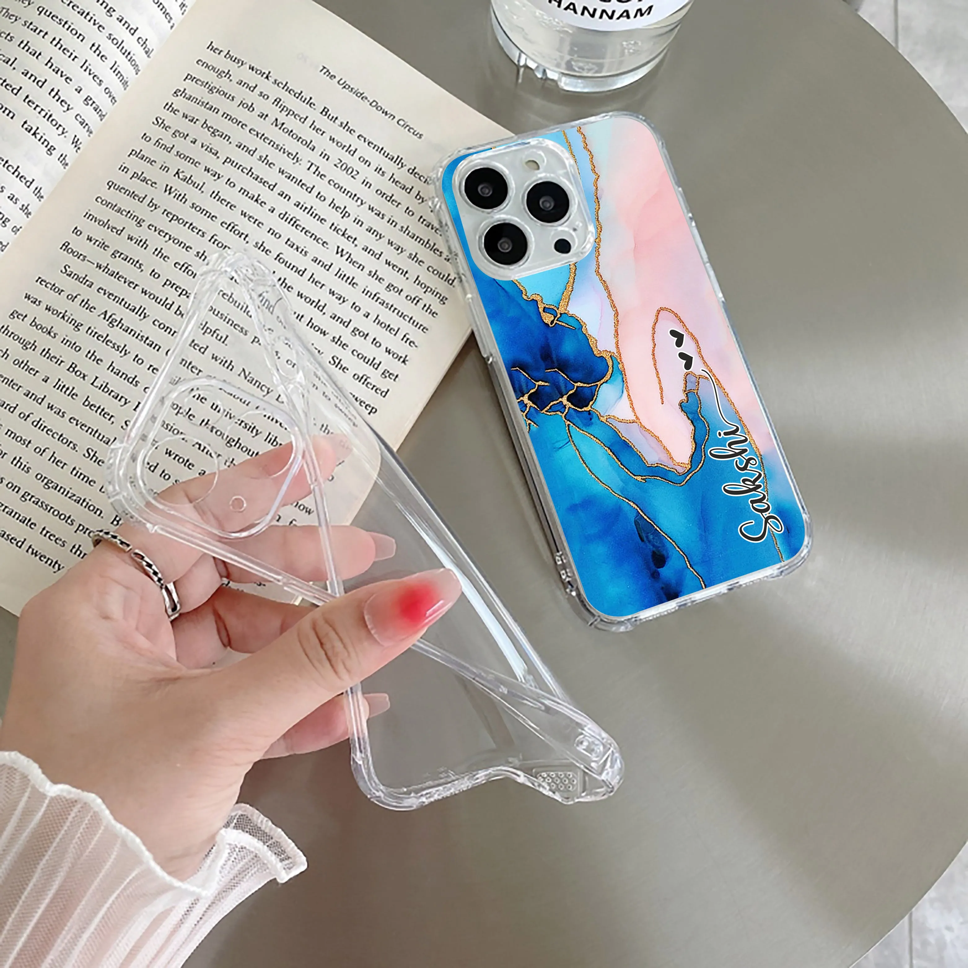 Blue Gradient Marble Customize Transparent Silicon Case For Nothing