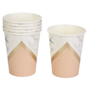 Blush Marble Colour Block Party Cups (8 Pack)