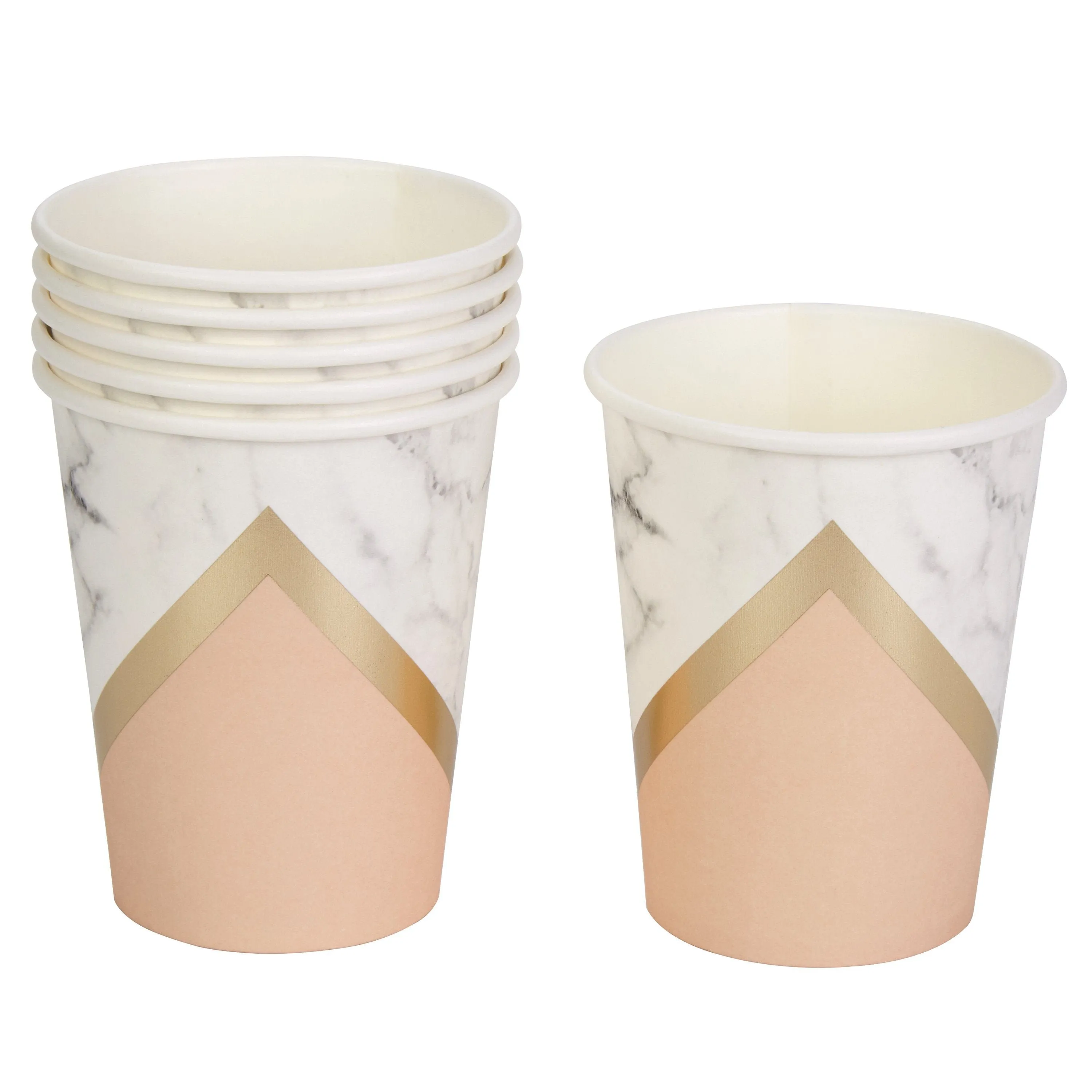 Blush Marble Colour Block Party Cups (8 Pack)
