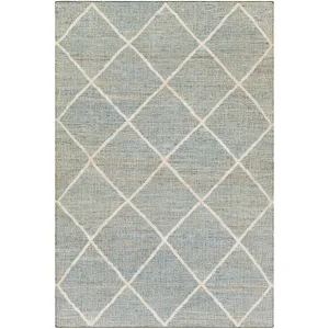 Cadence Hand Woven Rug in Sage, Ice Blue