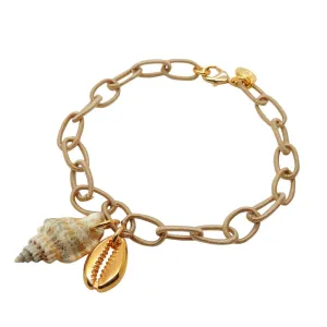 Conch Shell Charm Duo Woven Ankle Chain