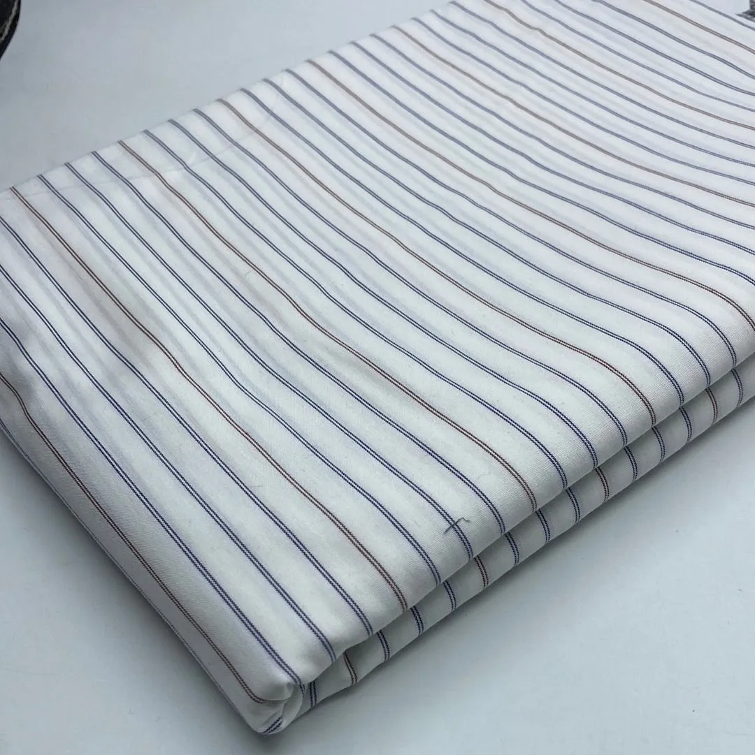 Cotton Blend Dress Weight, White w Red and Blue Stripes (WDW0744:745)