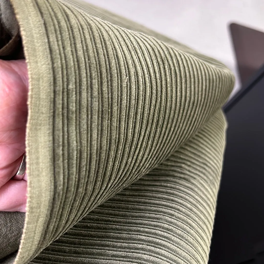 Cotton Wide Wale Corduroy, Military Green (WCV0285)