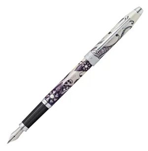 Cross Century II Botanica Fountain Pen in Black Primrose with Chrome Trim - Medium Point