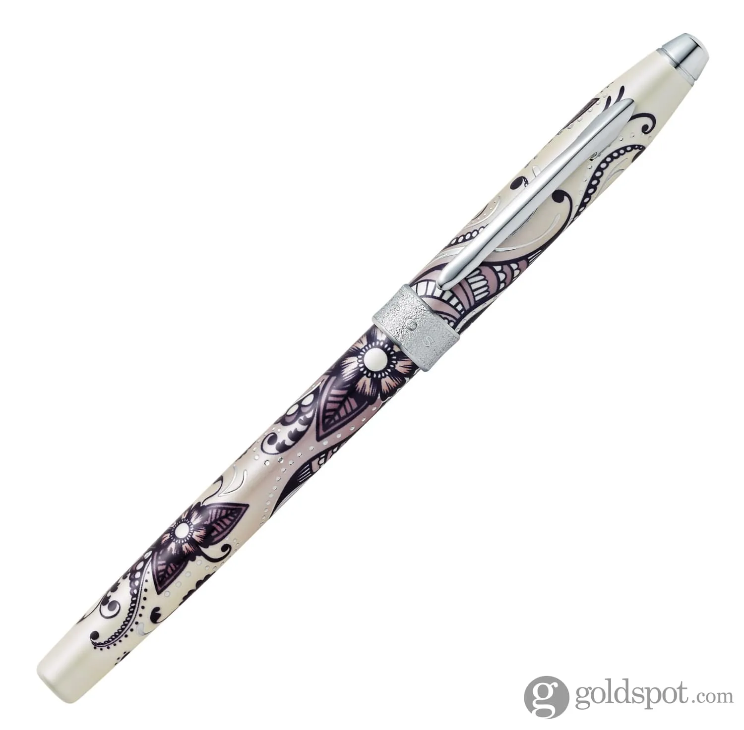 Cross Century II Botanica Fountain Pen in Black Primrose with Chrome Trim - Medium Point
