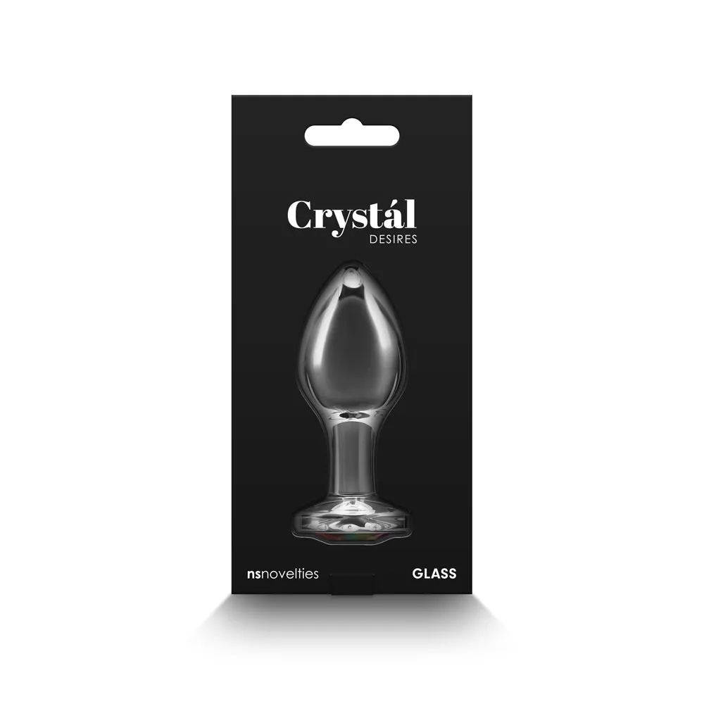 Crystal Desires Glass Round Gem Butt Plug Medium - Rainbow
