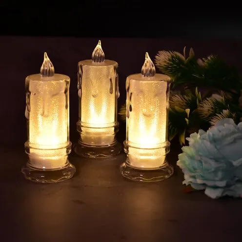 Drumstone Crystal Glow Candle Electric Light, Flameless Tea Light Candle for Christmas Wedding Party and Birthday Home Décor_M53
