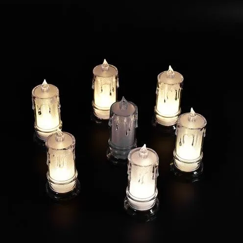Drumstone Crystal Glow Candle Electric Light, Flameless Tea Light Candle for Christmas Wedding Party and Birthday Home Décor_M53