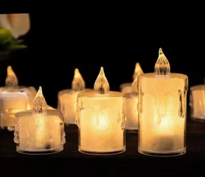 Drumstone Crystal Glow Candle Electric Light, Flameless Tea Light Candle for Christmas Wedding Party and Birthday Home Décor_M53
