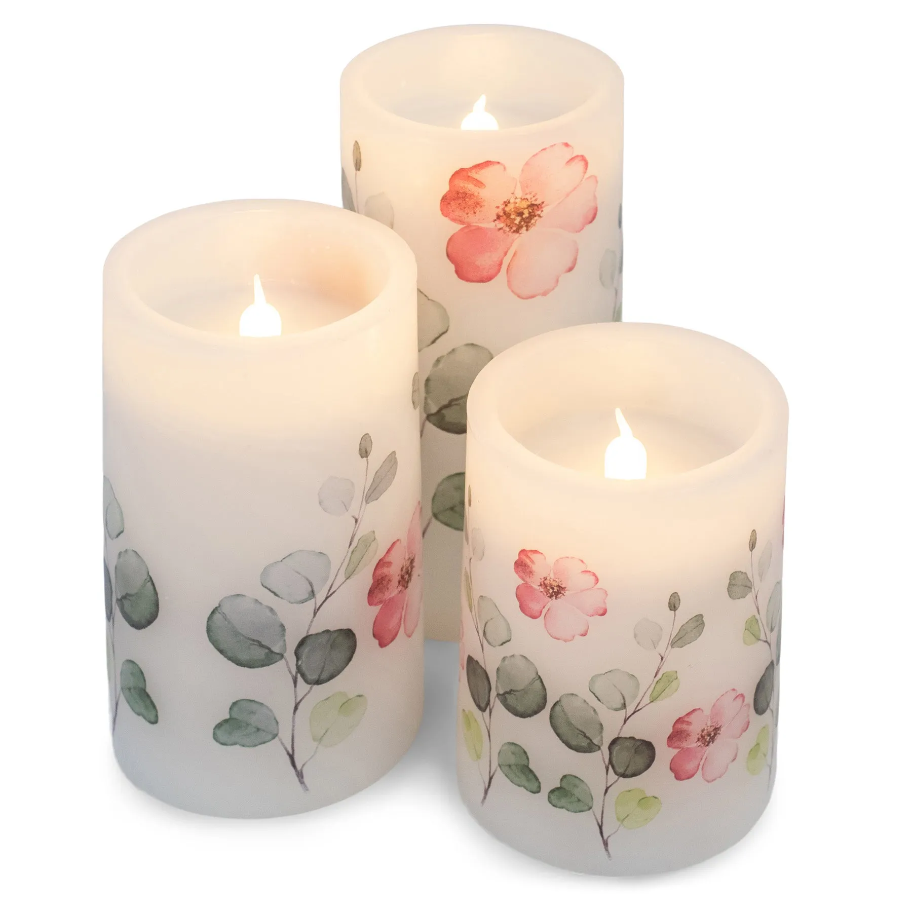 Elanze Designs Cardinals and Angels Red 6 inch Wax Flameless Candles Set of 3