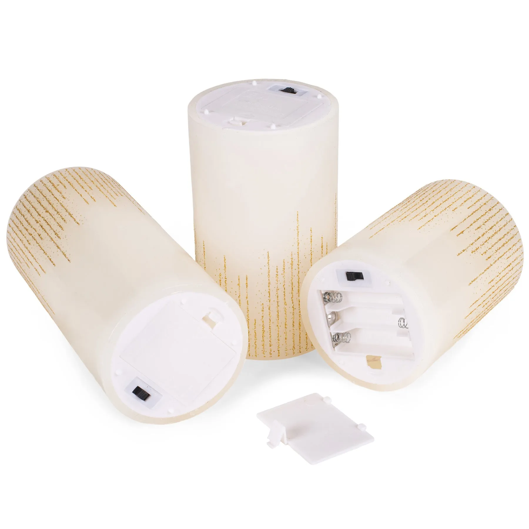 Elanze Designs Seashells Nautical Blue 6 inch Wax Flameless Candles Set of 3