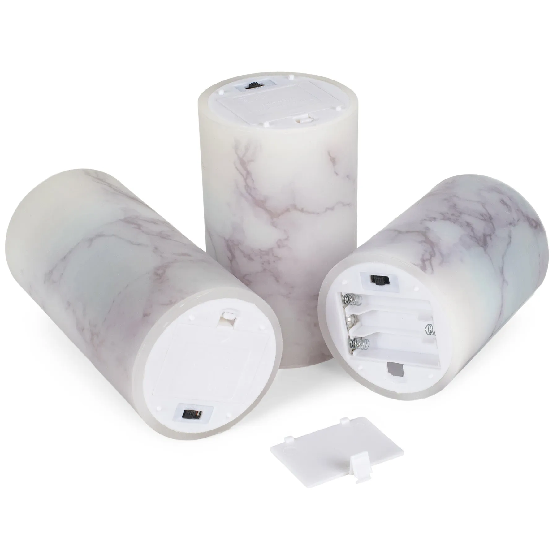Elanze Designs Seashells Nautical Blue 6 inch Wax Flameless Candles Set of 3