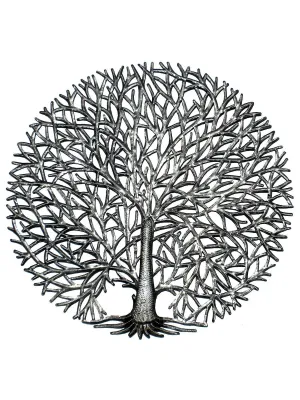 Full Branches Tree of Life Haitian Metal Drum Wall Art, 23"