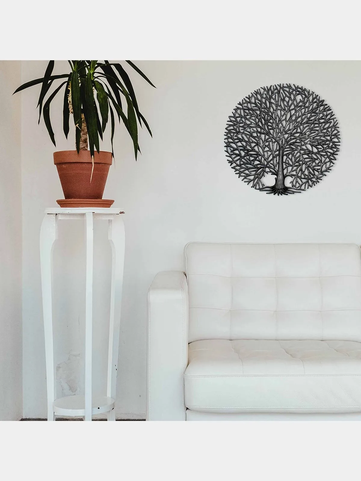 Full Branches Tree of Life Haitian Metal Drum Wall Art, 23"