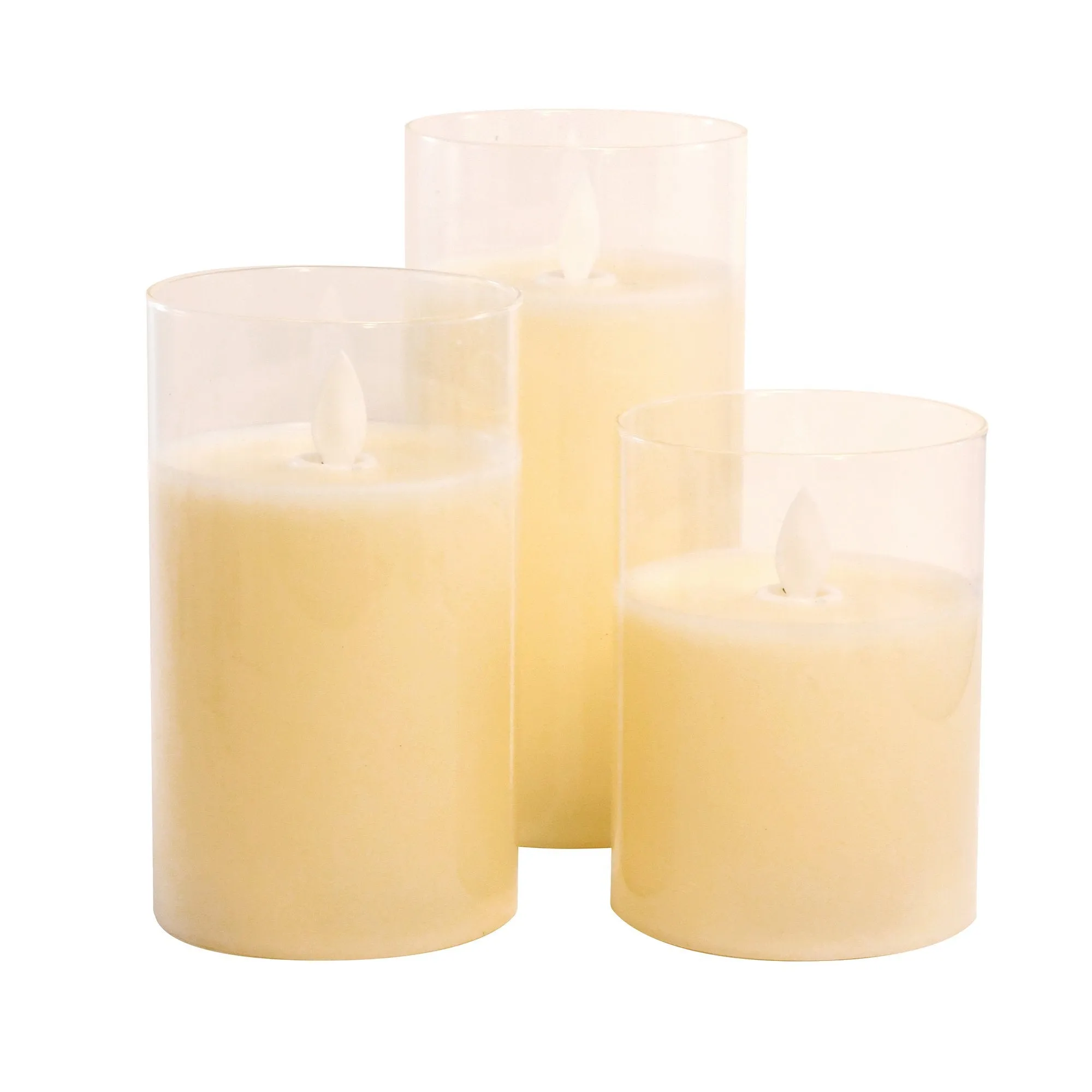 Glass Hurricane Moving Flame LED Candles