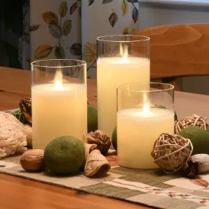 Glass Hurricane Moving Flame LED Candles