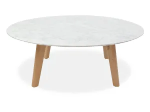 Hunter 100cm Round Marble Coffee Table - Natural