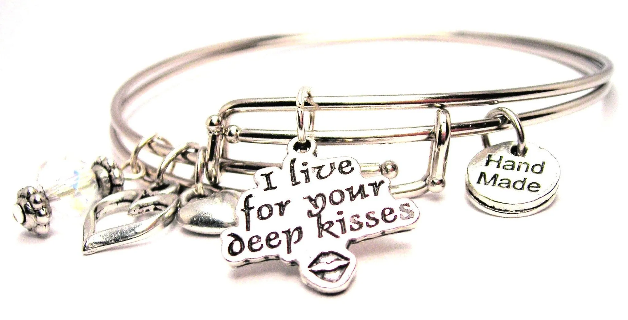 I Live For Your Deep Kisses Expandable Bangle Bracelet Set