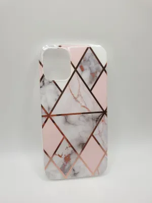 iPhone 12 Mini 5.4 Case Cover Marble Design Pink White Phone Protection Stylish Unique