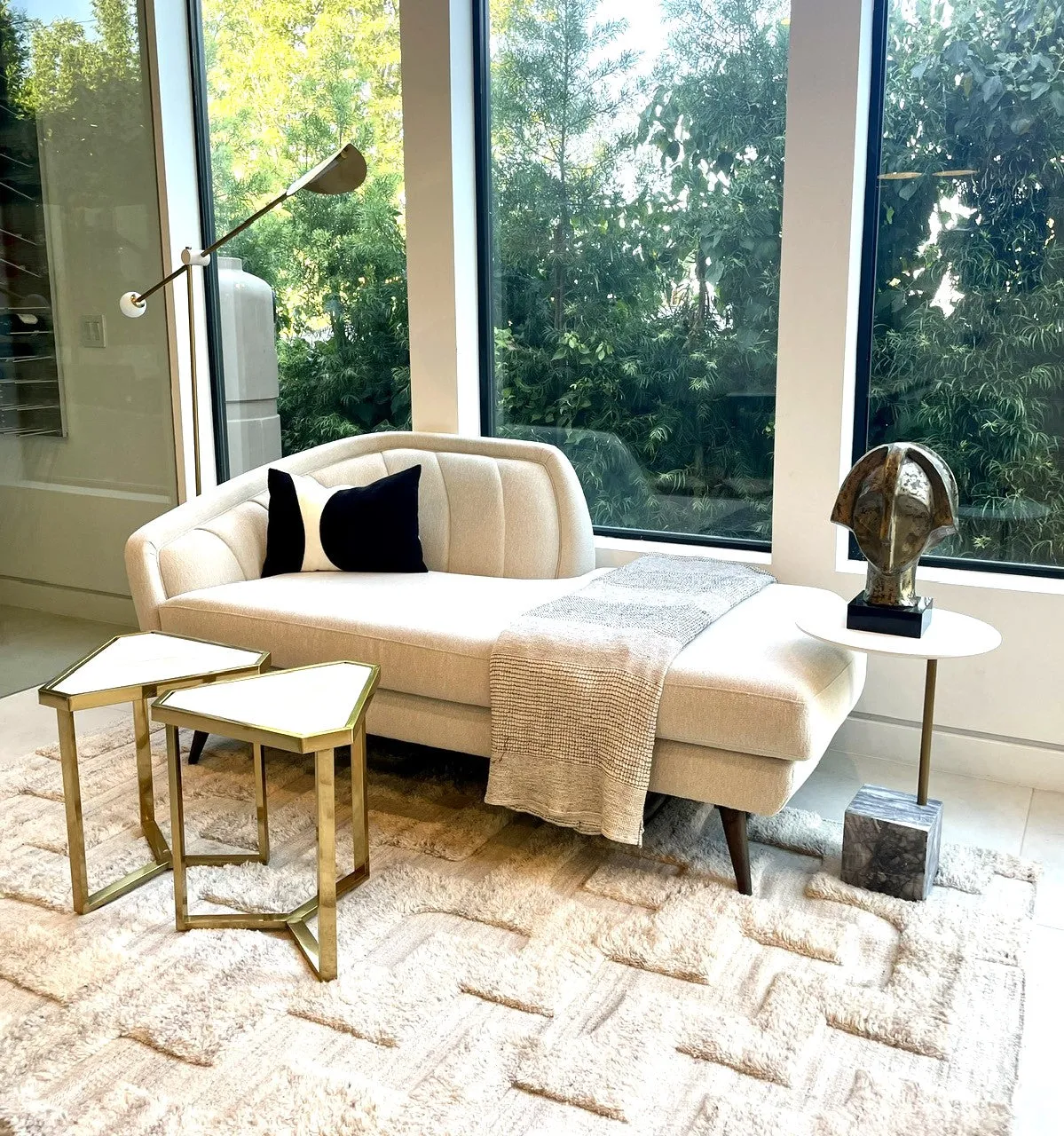 Irene  Marble Top Triangle Gold Side Table