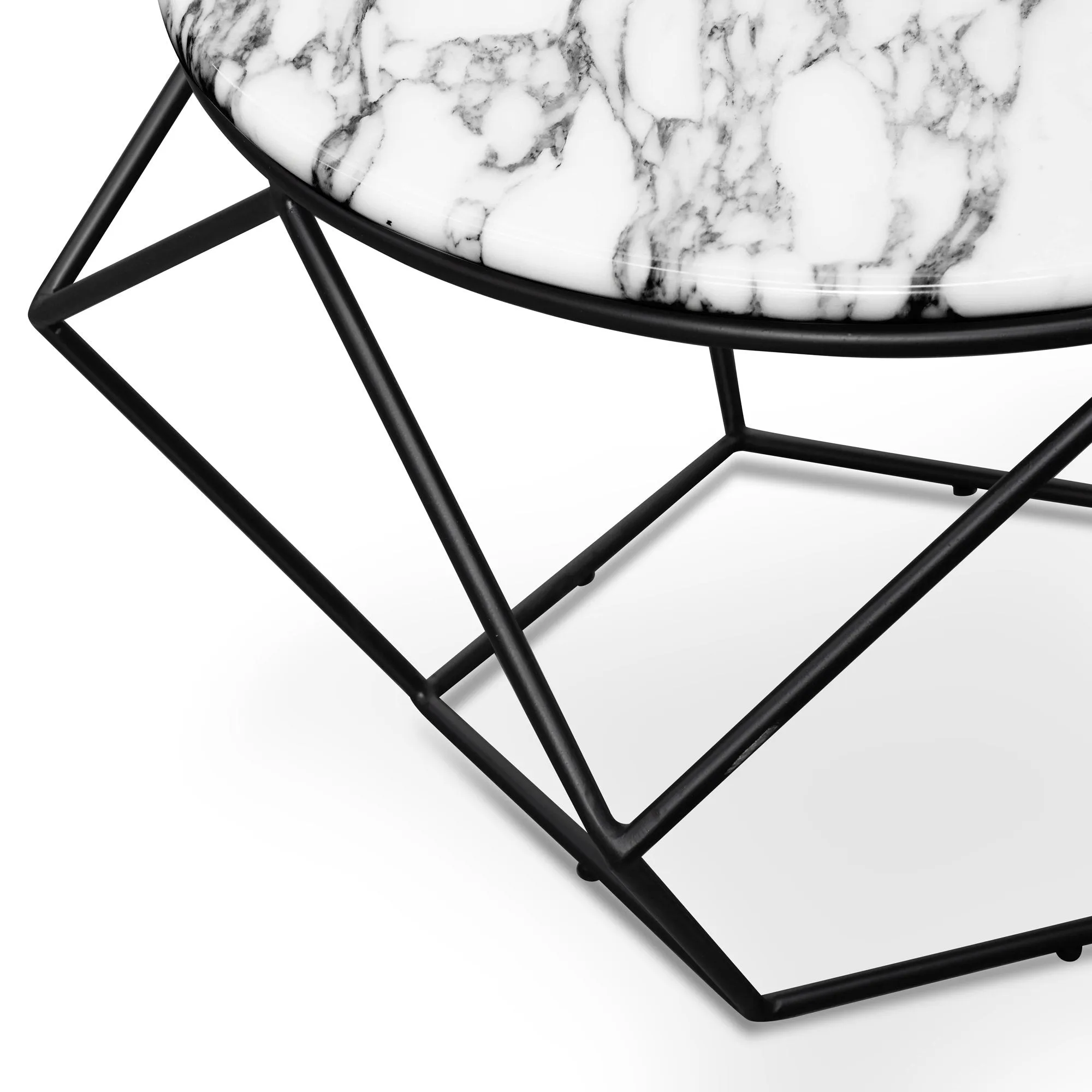 Ivan 72cm Round Marble Coffee Table - Matt Black Base