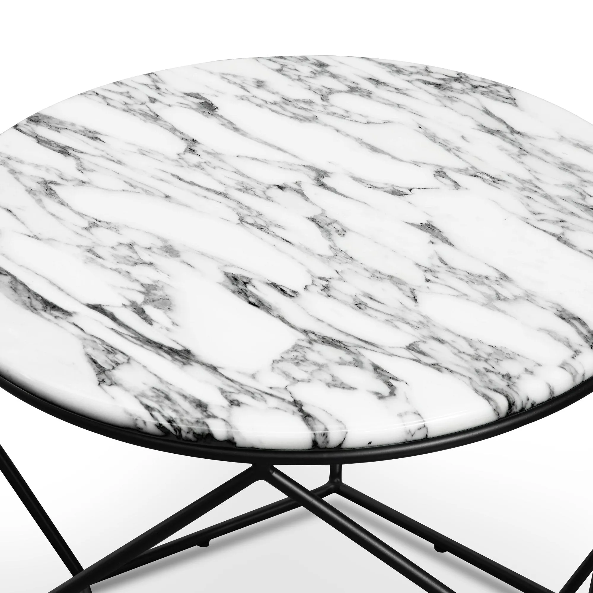 Ivan 72cm Round Marble Coffee Table - Matt Black Base