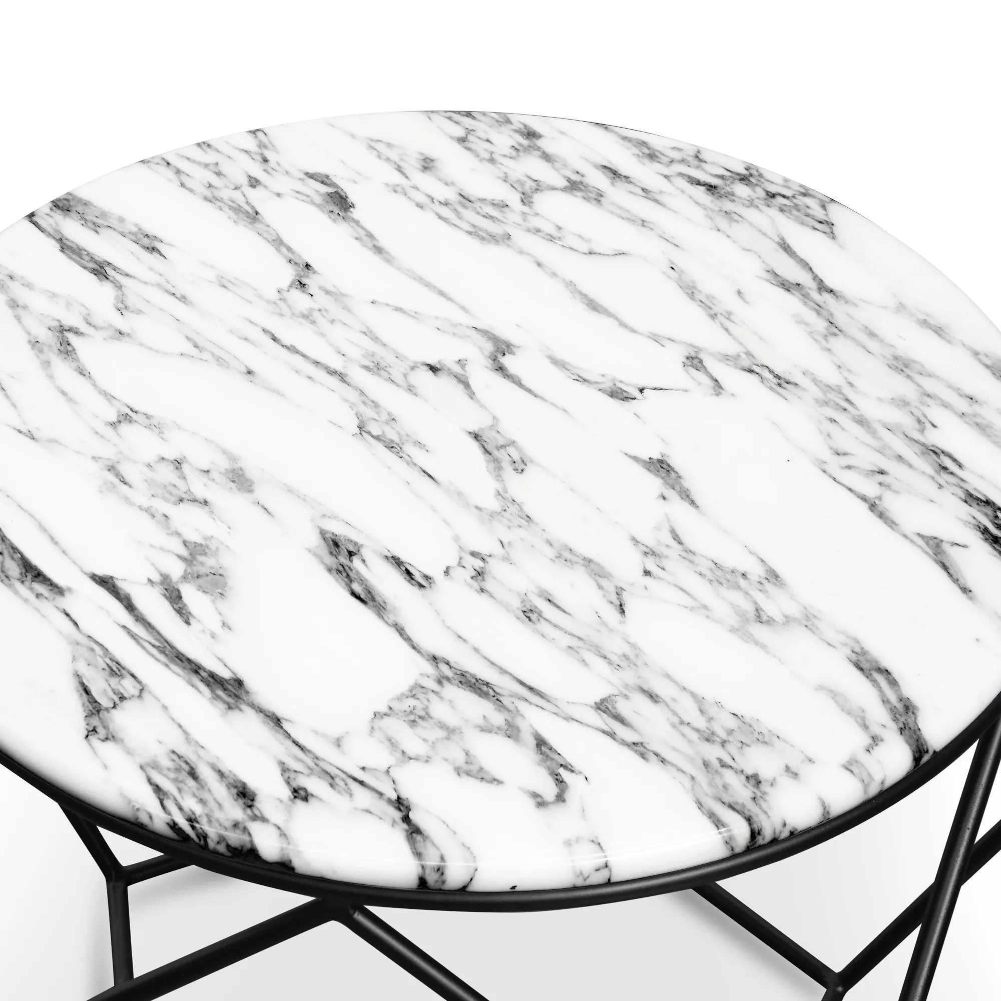 Ivan 72cm Round Marble Coffee Table - Matt Black Base