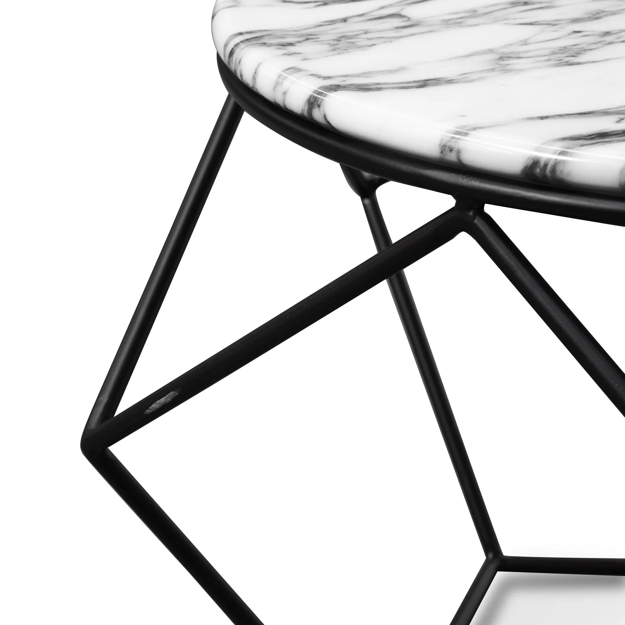 Ivan 72cm Round Marble Coffee Table - Matt Black Base