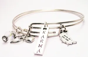 Karma Long Tab Expandable Bangle Bracelet Set